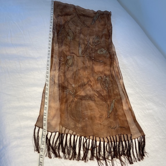 Ralph Lauren chiffon silk long scarf with fringe - Picture 13 of 16
